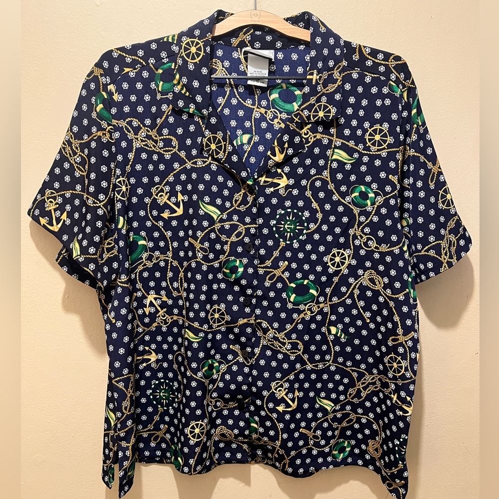 Vintage Nautical Anchor Blouse ⚓️ BonWorth